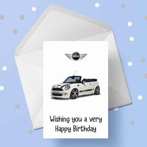 Mini Car (White) Birthday Card 01