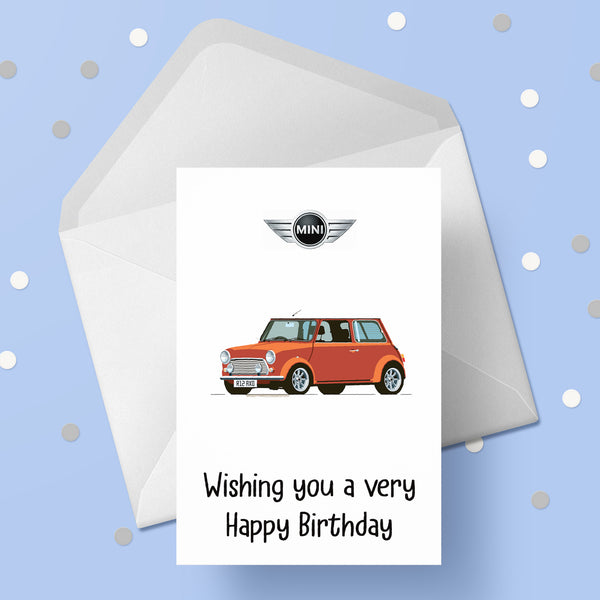 Mini Car (Orange) Birthday Card 02