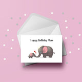 Mum Birthday Card 08 - Mother and Baby Elephant