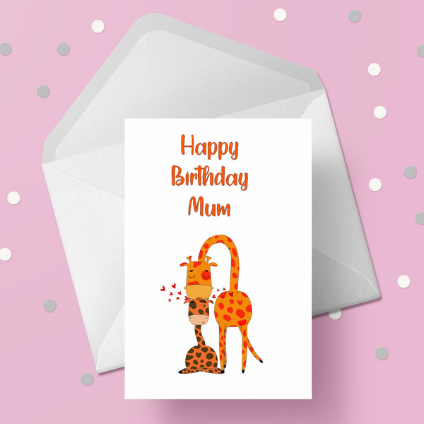 Mum Birthday Card 09 - Mother and Baby Giraffe