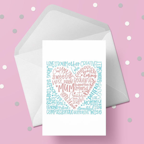 Mum Birthday Card 04 - Mum love heart