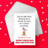 Christmas Card for Mum & Step Dad - Funny "Twas the night..."