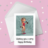 Bodybuilding Lady Birthday Card