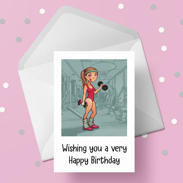 Bodybuilding Lady Birthday Card