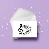 Music Notes Birthday Card 02 - Black & White