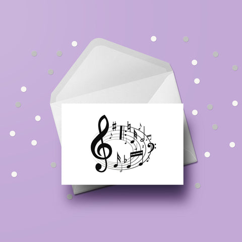 Music Notes 02 Birthday Card - Black & White