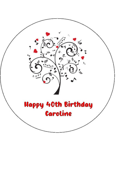 Music Theme Edible Icing Cake Topper 07 - Love Music