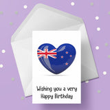 New Zealand Heart Birthday Card