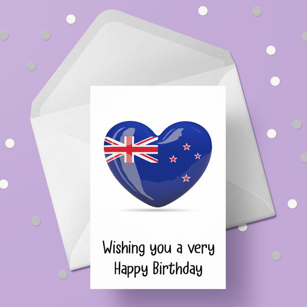 New Zealand Heart Birthday Card