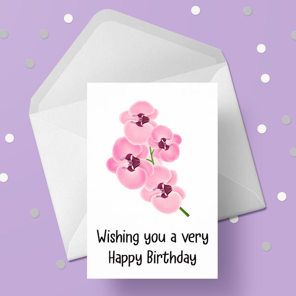 Orchid Flower Birthday Card