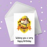 Paw Patrol Rubble Birthday Card
