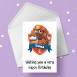 Paw Patrol Zuma Birthday Card