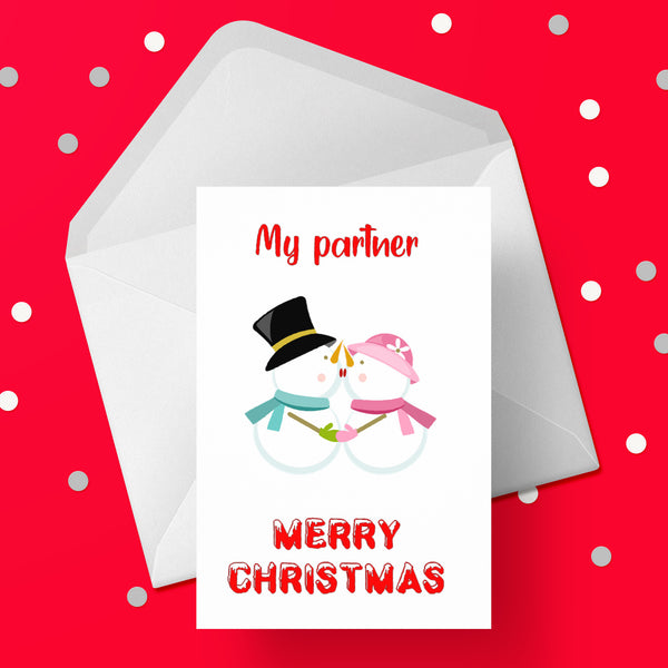 Christmas Card for Partner- Snowman Kiss