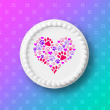 Dog Paw Print Love Heart Edible Icing Cake Topper