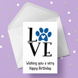 Dog Themed Paw Love Birthday Card