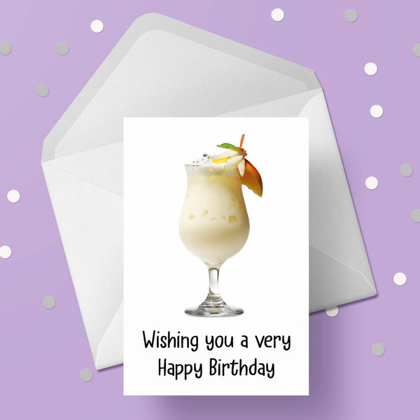Pina Colada Cocktail Birthday Card