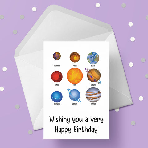 Planets / Solar System Birthday Card 03