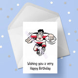 Rugby Player Birthday Card (Red)