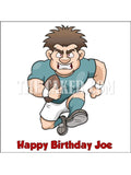 Rugby Player Edible Icing Cake Topper (Blue)