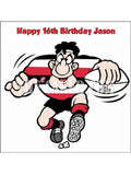Rugby Player Edible Icing Cake Topper (Red)