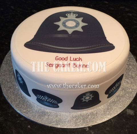 Police Helmet Edible Icing Cake Topper or Ribbon 01