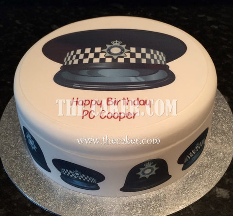 Police Helmet Edible Icing Cake Topper or Ribbon 02