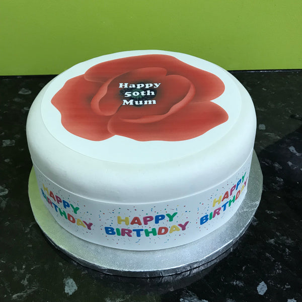 Poppy Flower Edible Icing Cake Topper
