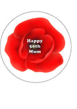 Poppy Flower Edible Icing Cake Topper