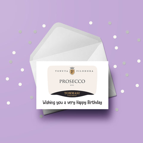 Prosecco Label Birthday Card 02