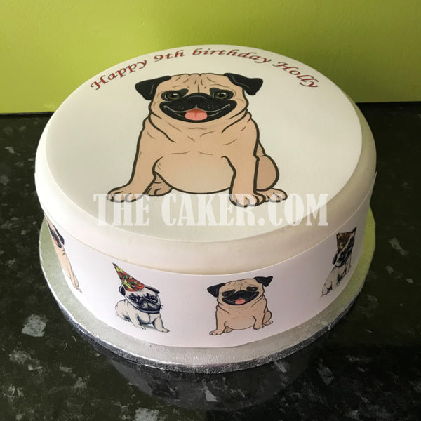 Pug Dog Edible Icing Cake Topper 03