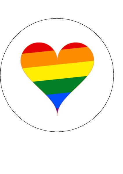 Rainbow Heart Edible Icing Cake Topper
