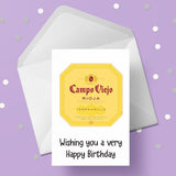 Red Wine Label Birthday Card 01 - Rioja