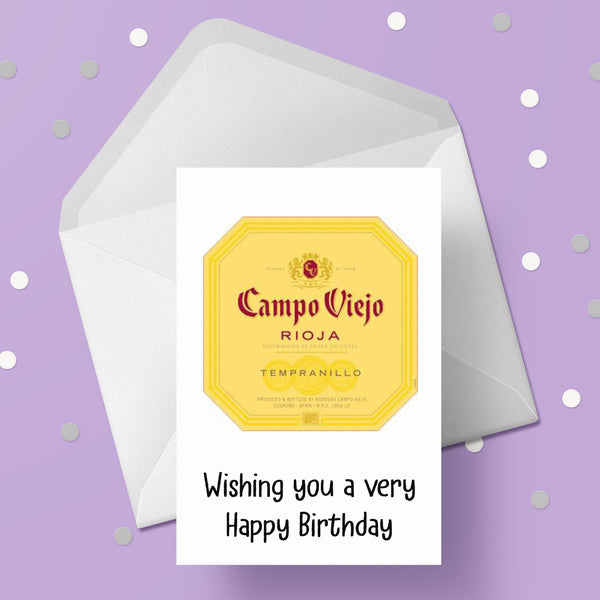 Red Wine Label Birthday Card 01 - Rioja