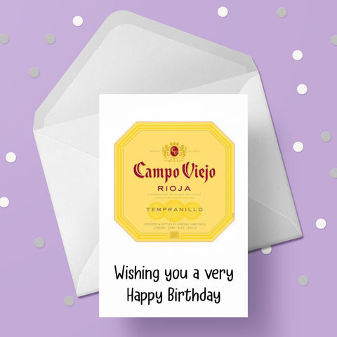 Red Wine Label Birthday Card 01 - Rioja