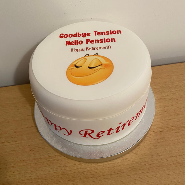 Retirement Edible Icing Cake Topper 07 - Goodbye tension Hello pension
