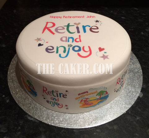 Retirement 01 Edible Icing Cake Topper or Ribbon