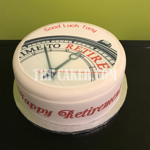Retirement 02 Edible Icing Cake Topper or Ribbon