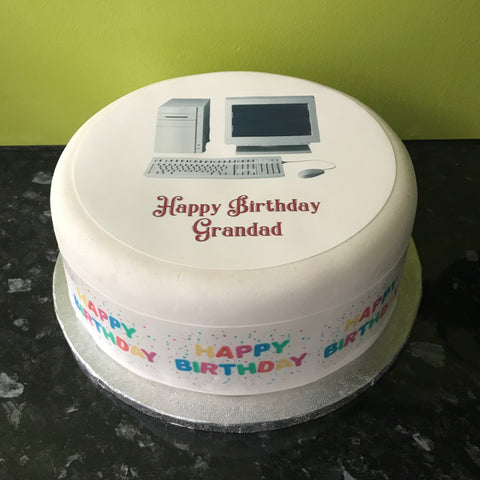 Computer Edible Icing Cake Topper 01 - Retro PC