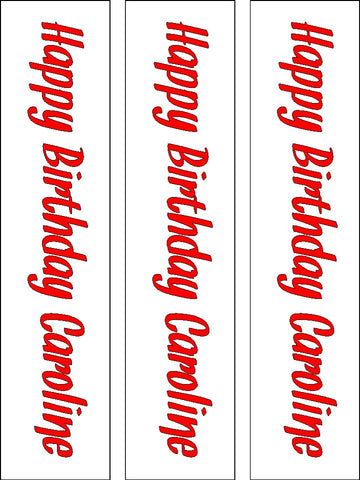 Happy Birthday Text Edible Cake Ribbon, Border (3 x pre-cut strips)