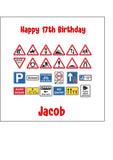 17th Birthday Edible Icing Cake Topper - Road Signs