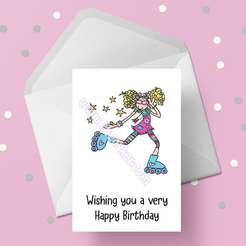 Roller Skates 02 Birthday Card