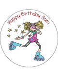 Roller Skating Edible Icing Cake Topper 02