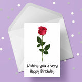 Red Rose Flower Card - Single Rose