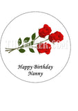 Red Roses Flowers Edible Icing Cake Topper