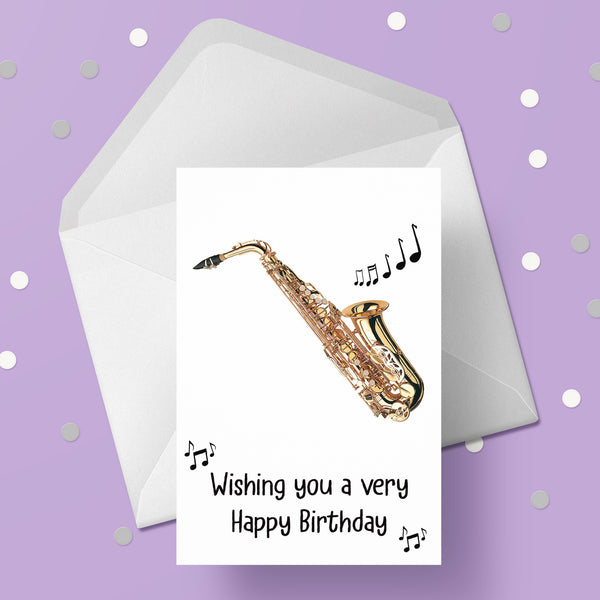 Sax Saxophone Birthday Card 01