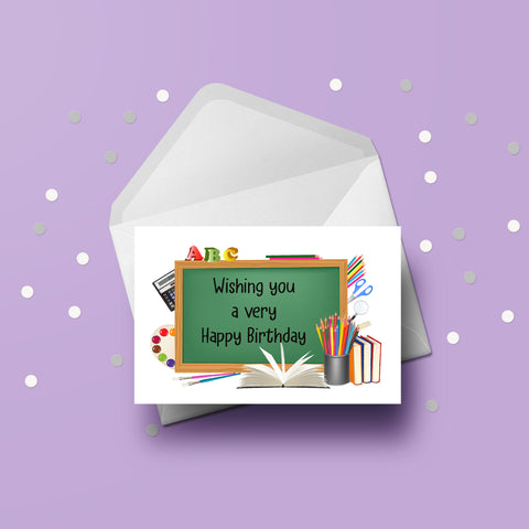 School Theme Birthday Card