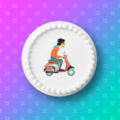 Scooter 04 Edible Icing Cake Topper or Ribbon