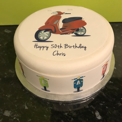 Scooter 02 Edible Icing Cake Topper or Ribbon