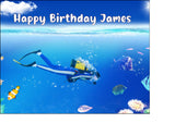Scuba Diving Edible Icing Cake Topper 02