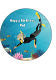 Diving Edible Icing Cake Topper 03 - Female Diver